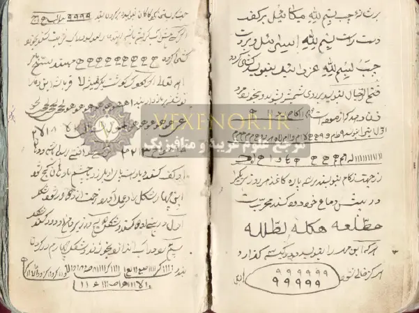 صفحه ای از کتاب بلاد جن شامل تعویذات